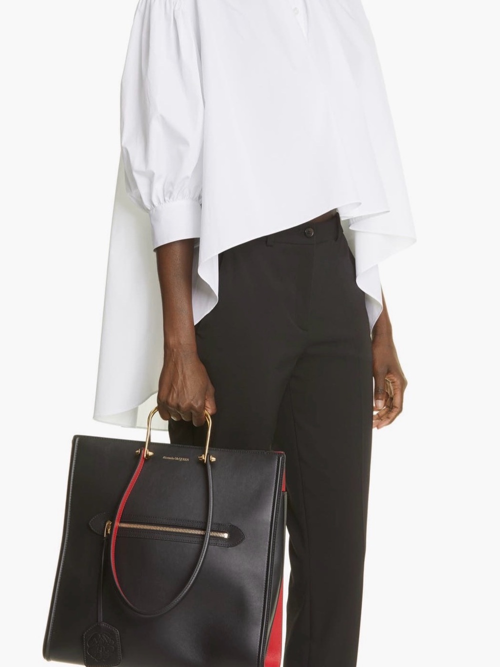 Alexander McQueen | The Tall Story Leather Tote | Black Rose